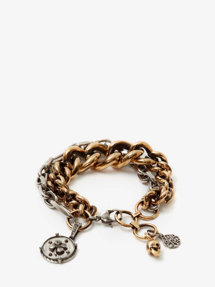 Pulsera Alexander McQueen Medallion Chain Hombre - Dorados/Plateados - Mexico 182-XZDWTP